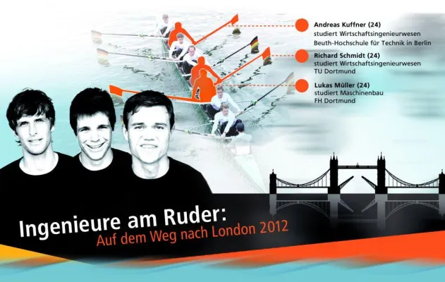 Bild: Ingenieure am Ruder: THINK ING. zeigt Ingenieurstudenten auf dem Weg zu Olympia 2012
