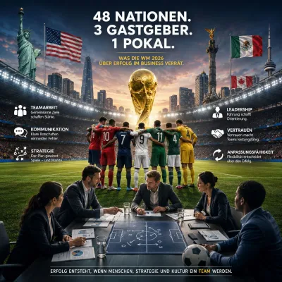 48 Nationen, drei Gastgeberländer und nur ein Pokal: Was die Fußball-WM 2026 über Erfolg im Business verrät Bild: 48 Nationen, drei Gastgeberländer und nur ein Pokal: Was die Fußball-WM 2026 über Erfolg im Business verrät