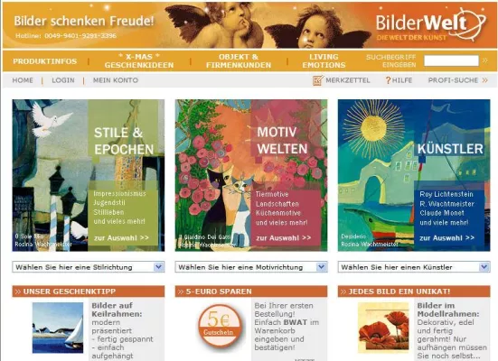 Bild: Bilder-Welt startet in Österreich mit Onlinegalerie für dekorative Kunst und bekannte Meisterwerke
