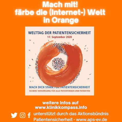 Bild: Tag der Patientensicherheit - Aktion: "Wir färben die (Internet-)Welt in Orange