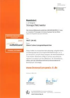 Bild: "Innovationspreis-IT 2009" - Langzeitspeicher-Spezialist FAST LTA mit Silent Cubes unter den Top3 der Kategorie Storage