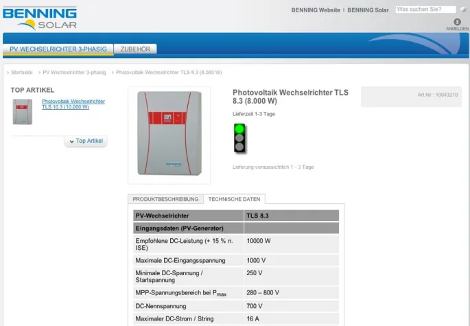 Bild: BENNING SOLAR Onlineshop. – Photovoltaik Wechselrichter direkt vom Hersteller