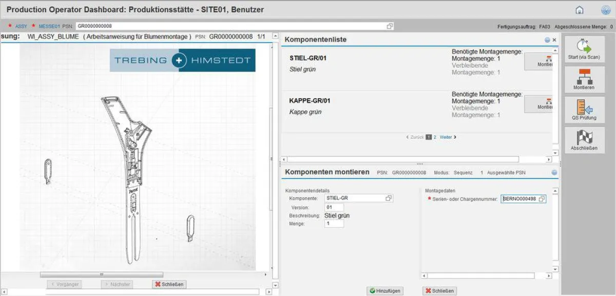 Manueller Montageplatz mit SAP ME