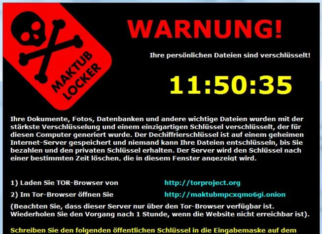 Bild: Neue Verschlüsselung durch Maktub Locker Trojan