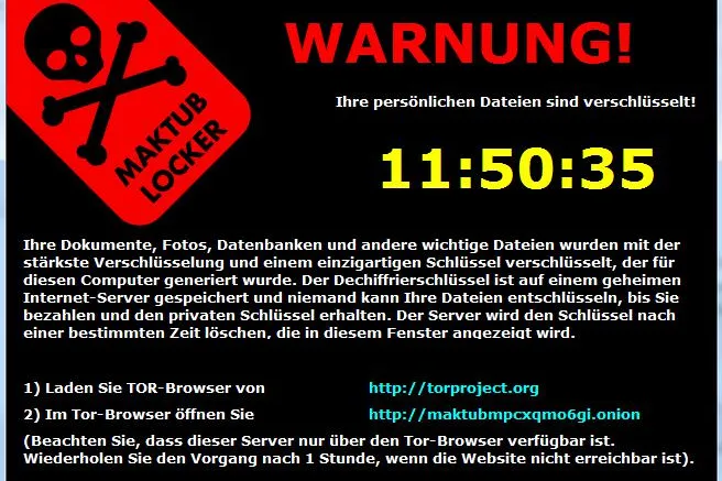Bild: Neue Verschlüsselung durch Maktub Locker Trojan