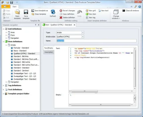 Bild: Neuer Vorlageneditor für das Desktop CMS Zeta Producer erhältlich
