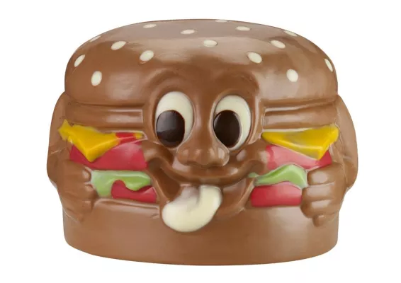 Bild: Neu: Das „Chocolate-Menu“ von Hussel präsentiert Hamburger, Pommes, Pizza und Eis von ihrer Schokoladenseite