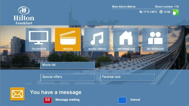 Bild: Swisscom bietet den Gästen im Hilton Frankfurt ultramoderne Technologie über das Hotel-Telefonnetzwerk
