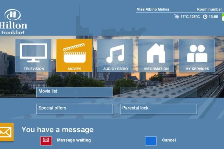 Swisscom bietet den Gästen im Hilton Frankfurt ultramoderne Technologie über das Hotel-Telefonnetzwerk Bild: Swisscom bietet den Gästen im Hilton Frankfurt ultramoderne Technologie über das Hotel-Telefonnetzwerk