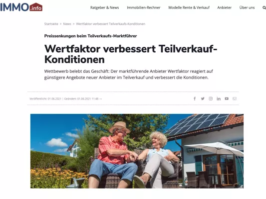 Bild: Verrentung und Teilverkauf von Immobilien: Drastische Konditionenänderungen bei Marktführer Wertfaktor