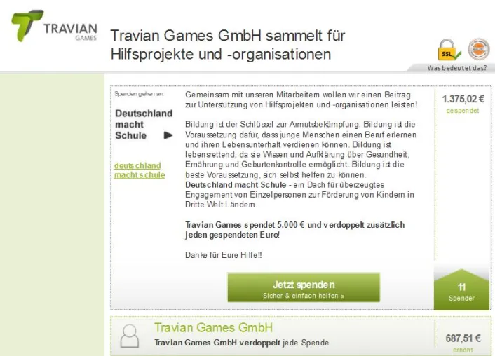 Travian Games startet Spendenaktion gegen Bildungsarmut Bild: Travian Games startet Spendenaktion gegen Bildungsarmut