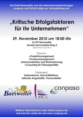 Bild: PeProS und conpaso veranstalten Seminar „Kritische Erfolgsfaktoren für Ihr Unternehmen“