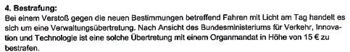 Faksimile aus dem Erlaß des Bundesministeriums für Verkehr zum Punkt Bestrafung zu \