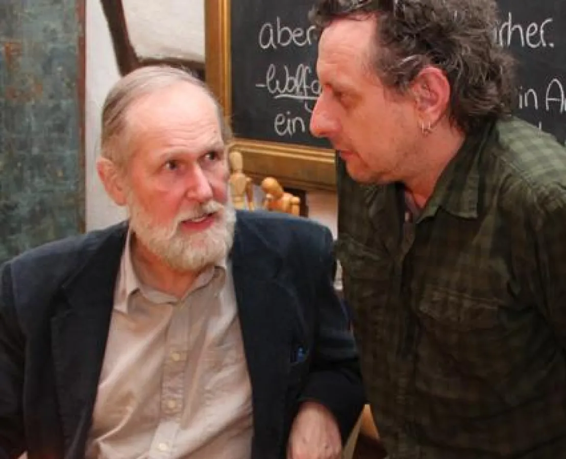 Prof. Dr. Wolfgang Klosterhalfen und der Künstler H.A.Röner im Atelier