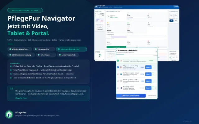 PflegePur Navigator: §37.3 per Video, Tablet-Ansicht & kostenloses Angehörigen-Portal Bild: PflegePur Navigator: §37.3 per Video, Tablet-Ansicht & kostenloses Angehörigen-Portal
