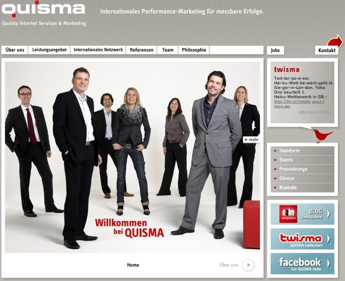 Screenshot Homepage QUISMA