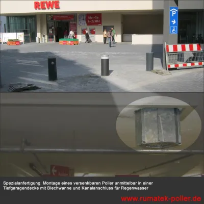 Bild: Rumatek montiert automatischen Poller in einer Tiefgaragendecke in Darmstadt