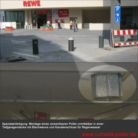 Rumatek montiert automatischen Poller in einer Tiefgaragendecke in Darmstadt Bild: Rumatek montiert automatischen Poller in einer Tiefgaragendecke in Darmstadt