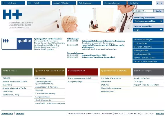 Bild: hplus.ch – H+ Die Spitäler der Schweiz mit neuer TYPO3 Website