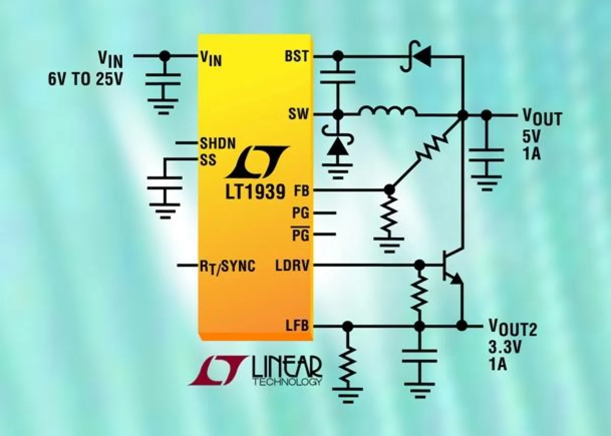 25V/2A-2,2MHz-DC/DC-Abwärtswandler mit integriertem Linear-Controller