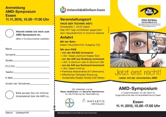 Bild: Häufigste Ursache von Altersblindheit: Altersabhängige Makula-Degeneration (AMD)