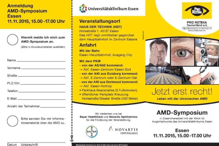 Bild: Häufigste Ursache von Altersblindheit: Altersabhängige Makula-Degeneration (AMD)