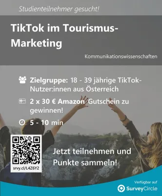 Bild: Studentin sucht Teilnehmer:innen für Studie "TikTok zur Gästegewinnung im österreichischen Tourismus"