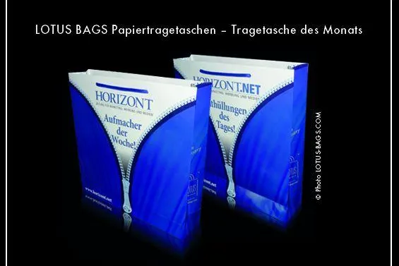LOTUS BAGS Papiertragetaschen – Tragetasche des Monats "HORIZONT" Bild: LOTUS BAGS Papiertragetaschen – Tragetasche des Monats "HORIZONT"