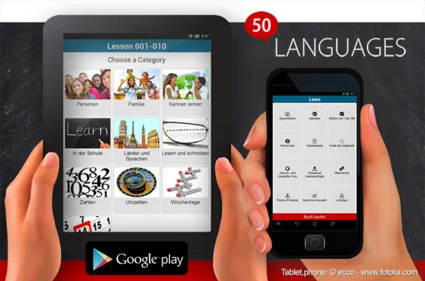 Bild: Das beliebte Sprachkurs-Angebot "50 languages" in neuem Gewand für Android Smartphones und Tablets