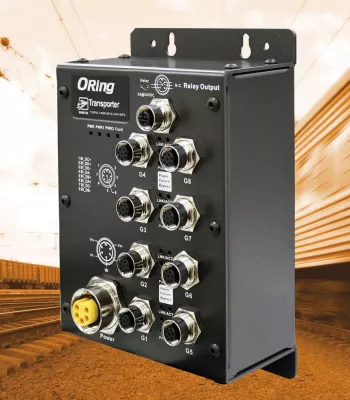 Bild: Industrie-Switch mit PoE und M12 gemäß EN 50155