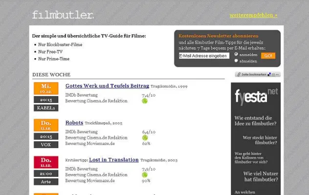 Bild: Kostenloser Online TV-Guide für Filme gestartet
