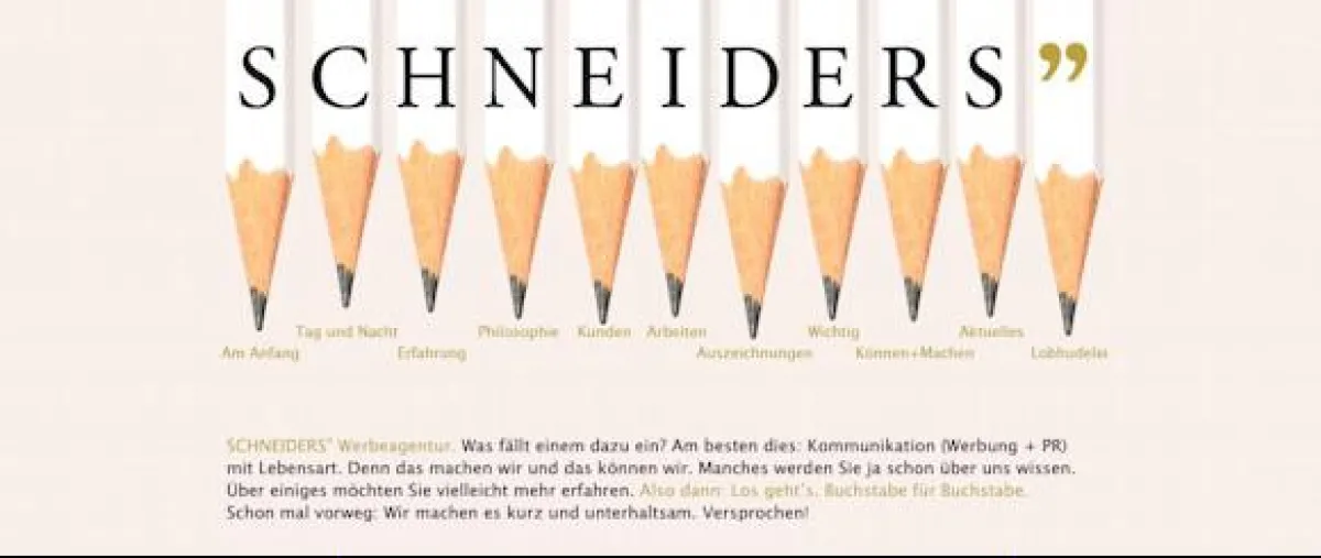 Startseite der neuen Website: SCHNEIDERS Werbeagentur