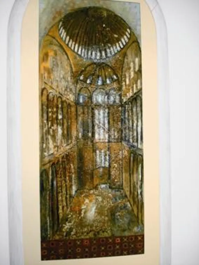 Erdmalerei, entstanden im Garten der Hagia Sophia, Istanbul