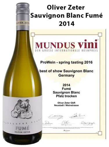 Bild: Der Sauvignon Blanc Fumé von Oliver Zeter gewinnt das Frühlings Tasting von Mundus Vini.