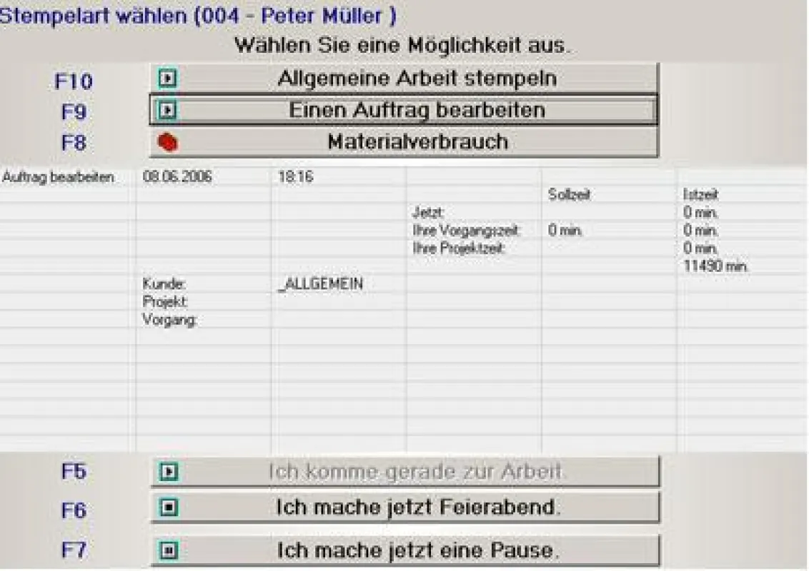 Auszug Zeiterfassung
