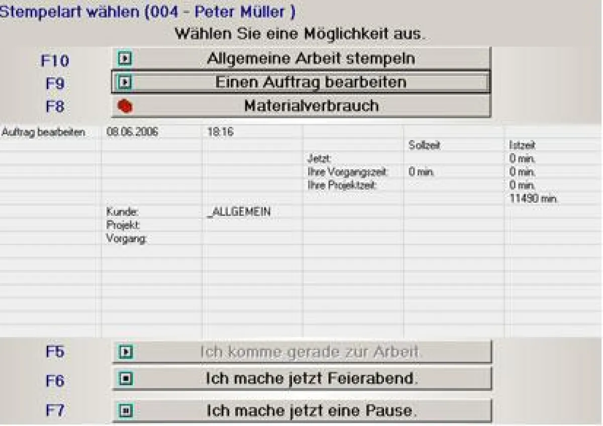 Auszug Zeiterfassung