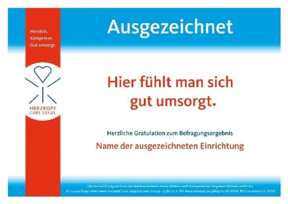 Bild: Neue verbraucherorientierte Auszeichnung für den Pflegemarkt 'Hier fühlt man sich gut umsorgt'