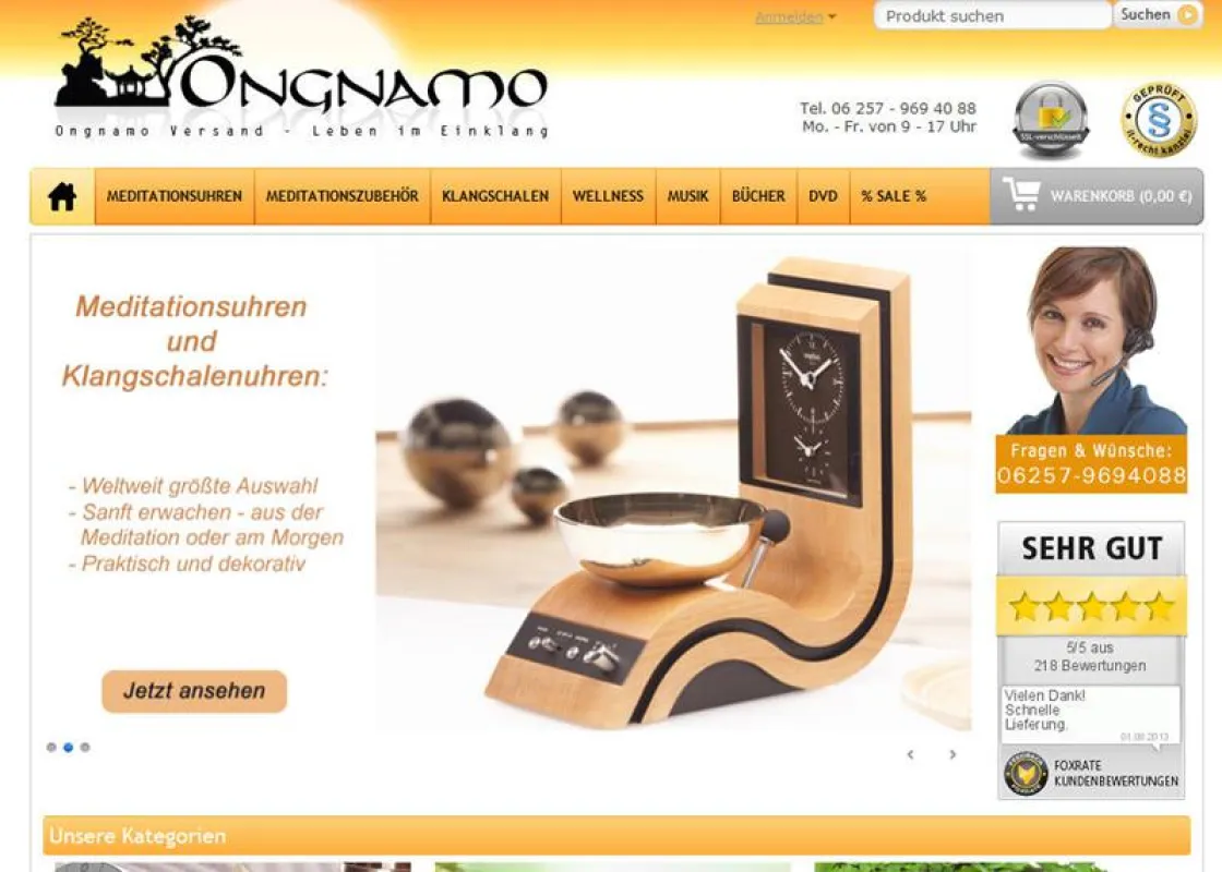 Screenshot neuer Online-Shop Ongnamo Versand