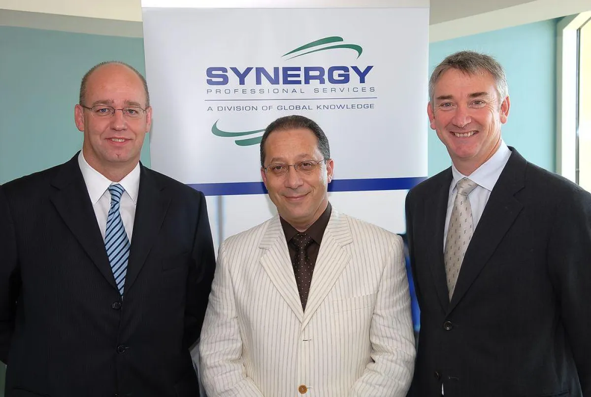 Andy Boyle (Chief Finance Officer Global Knowledge), Melad Ghabrial (SPS President und CEO), Richard Pryor-Jones (President, Global Knowledge - EMEA)