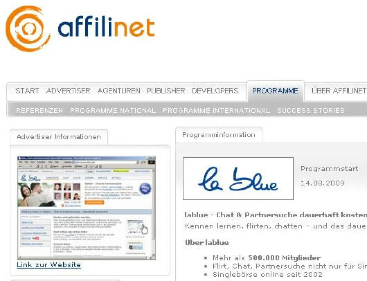 lablue und affilinet seit einem Jahr Kooperationspartner