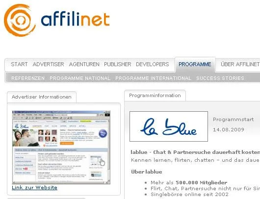 Bild: lablue und affilinet seit einem Jahr Kooperationspartner