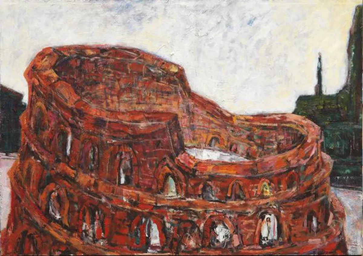 Harald Reiner Gratz, Colosseum, 2015, O?l auf Holz, 122 × 160 cm, Courtesy Galerie Rothamel