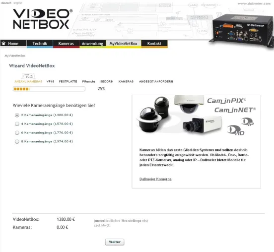 MyVideoNetBox: Dallmeier stellt Wizard zur Konfiguration einer individuellen VideoNetBox zur Verfügung Bild: MyVideoNetBox: Dallmeier stellt Wizard zur Konfiguration einer individuellen VideoNetBox zur Verfügung