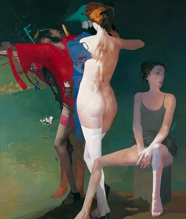 Arno Rink, Versuchung, Öl auf Leinwand, 1997