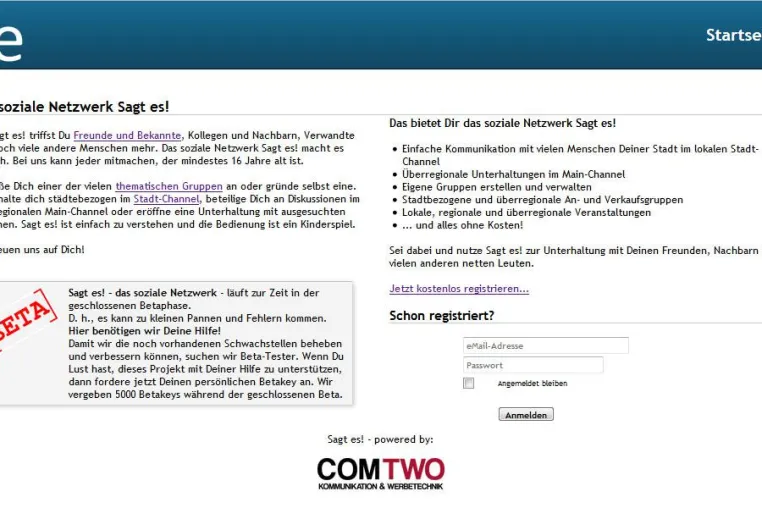 Bild: Sagt es! - Das neue soziale Netzwerk in Beta-Phase