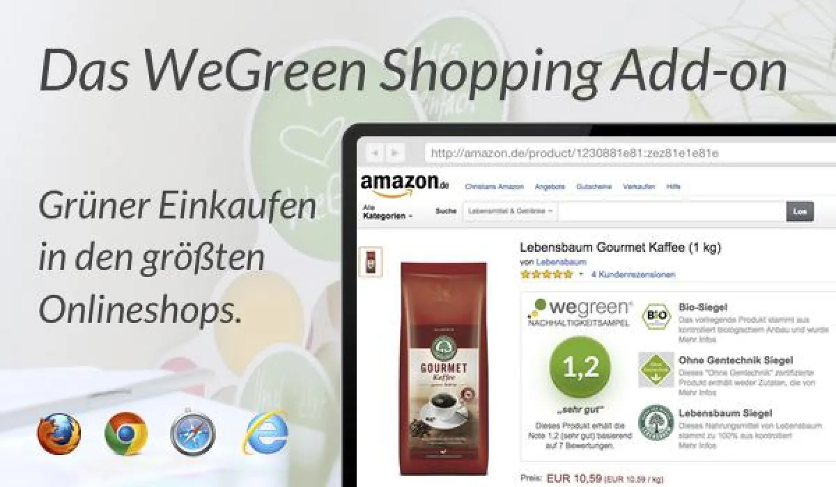 Das WeGreen Shopping Add-on am Beispiel Amazon