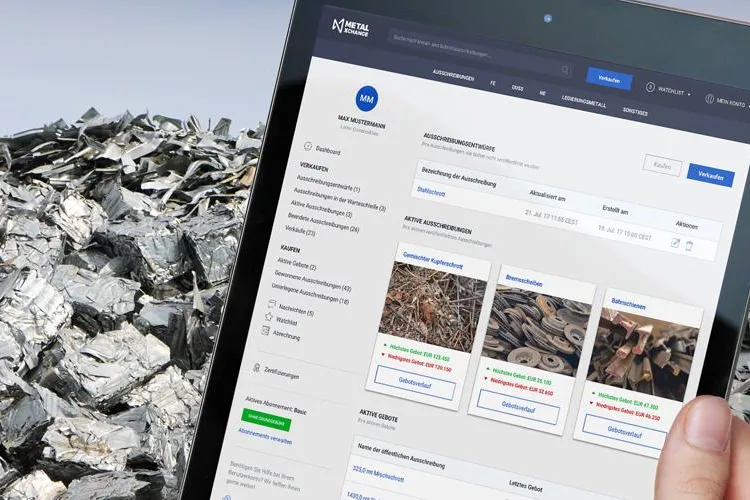 Bild: METALXCHANGE.ONLINE – die neue Handelsplattform für Altmetall und Schrott