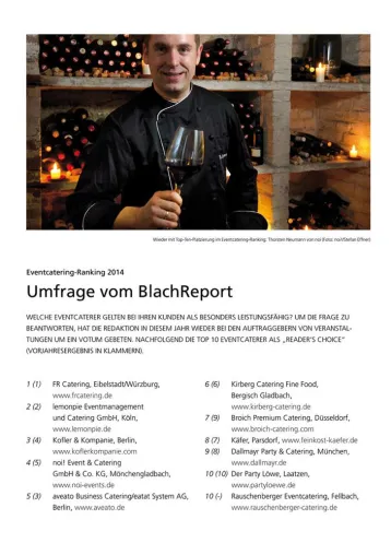 noi! Event & Catering auf Platz 4 der leistungsstärksten Eventcaterer Deutschlands gewählt Bild: noi! Event & Catering auf Platz 4 der leistungsstärksten Eventcaterer Deutschlands gewählt