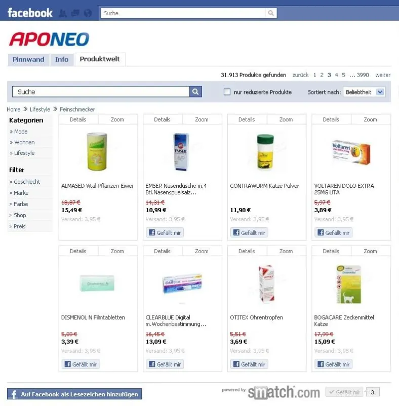 Aponeo Shop auf Facebook