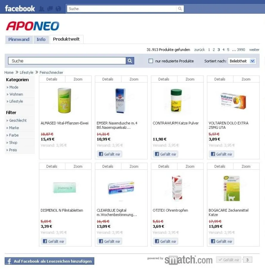 Aponeo Shop auf Facebook